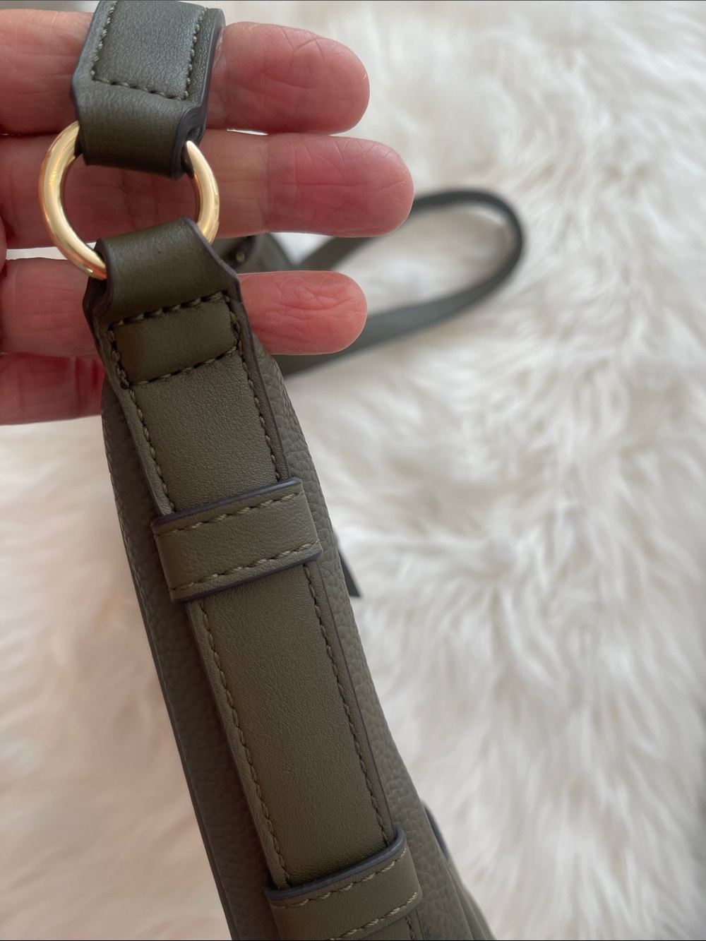 Nine West Olive Green Pebbled Leather Shoulder Bag with Coin Pouch - Picture 8 of 12